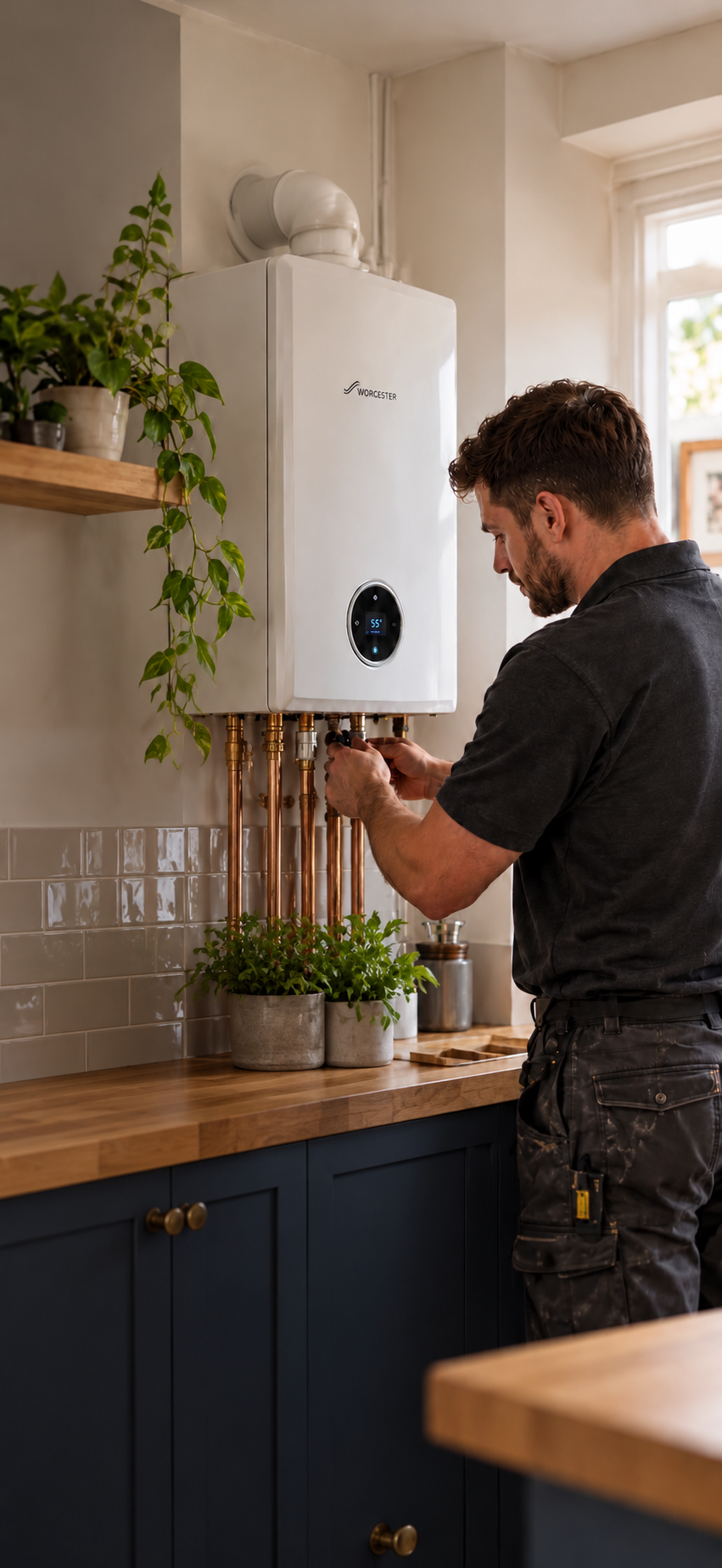 Gas Safe engineer installing a boiler